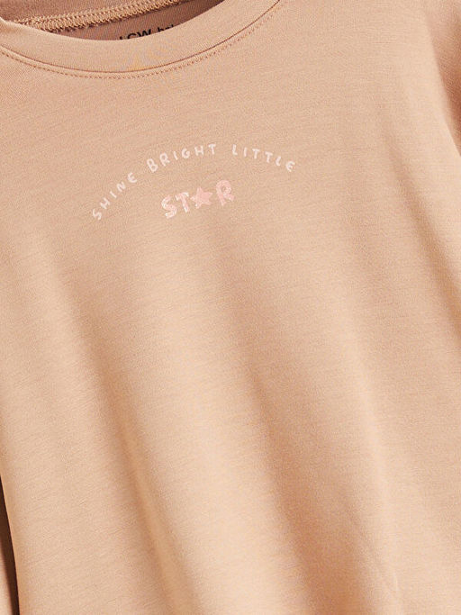 Bisiklet Yaka Bask?l? K?z Bebek Sweatshirt