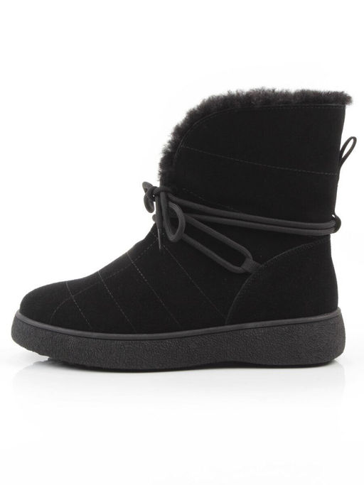 04-PAL271-1Z BLACK Ботинки зимние женские (натуральная замша, 100% шерсть, натуральный мех)