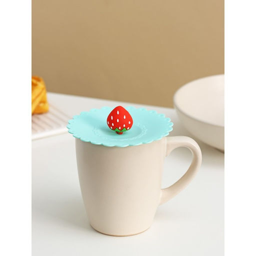 Цена за 2 шт. Крышка - непроливайка силиконовая Доляна Клубничка, d=11 см, цвет мятный фото 4