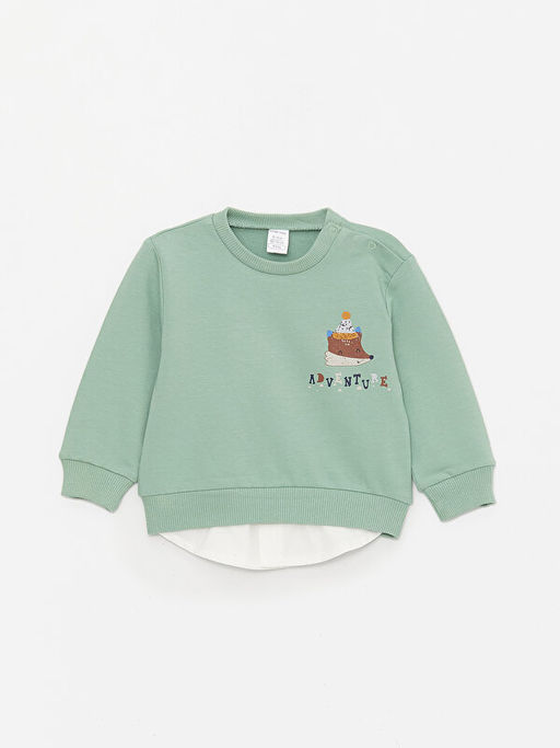 Bisiklet Yaka Uzun Kollu Bask?l? Erkek Bebek Sweatshirt ve Pantolon 2li - Waikiki фото 2