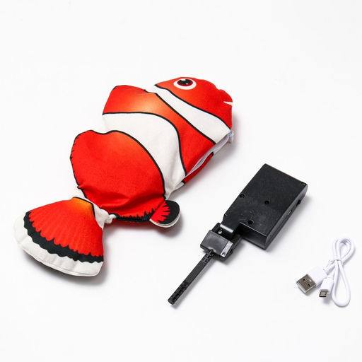 Игрушка для кошек Рыба-клоун с двигающимся хвостом и с USB-зарядкой, 28 см - Пижон фото 2
