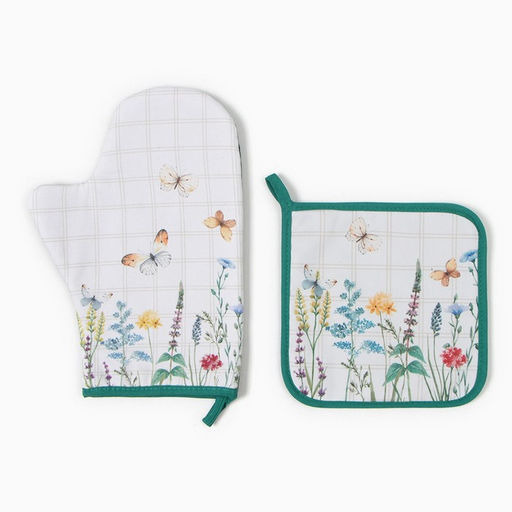 Набор кух. Этель Полевые цветы варежка-прихватка 20х28см, прихватка 19х19см,100% хл фото 2