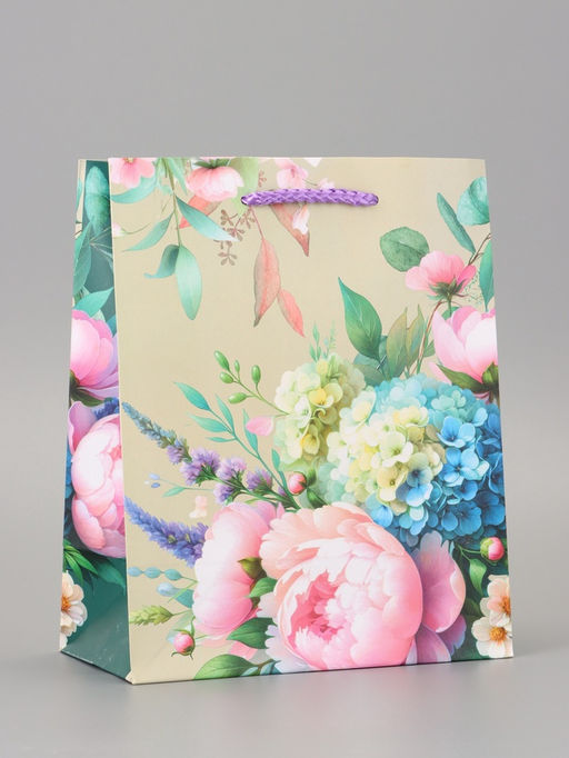 Цена за 2 шт. Пакет подарочный ламинированный «Цветы и Радость» 18×22.3×10 см