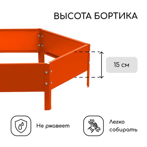 Клумба оцинкованная, d=80 см, высота бортика 15 см, оранжевая, Greengo  фото 3