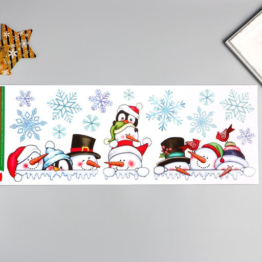 Интерьерная наклейка статическая Room Decor Вот и они, снеговики, 21?53 см