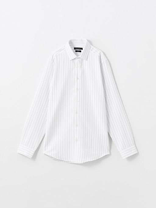 Slim Fit Uzun Kollu ?izgili Gabardin Erkek G?mlek