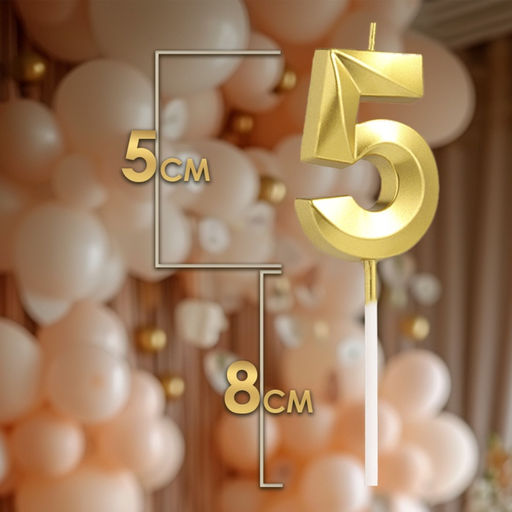 Цена за 2 шт. Свеча в торт на шпажке «Цифра 5», золотая, 5 см