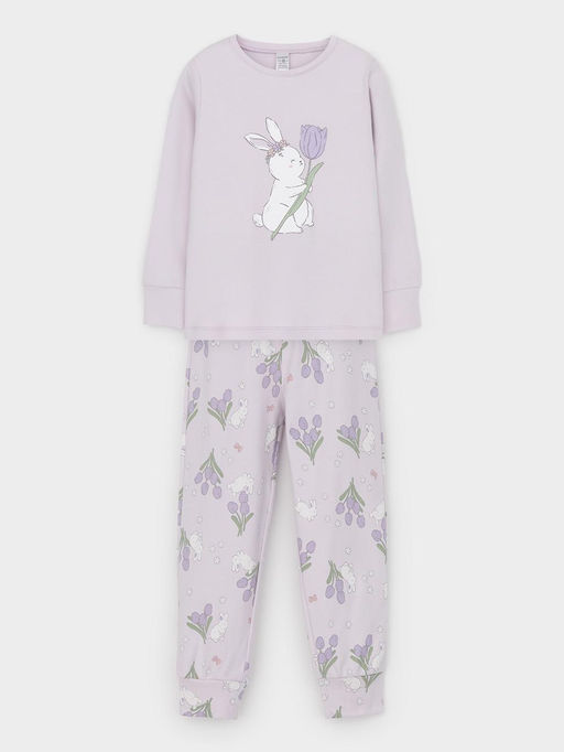 К 1541/нежная сирень,зайчики и тюльпаны пижама д/дет яс - Crockid фото 2