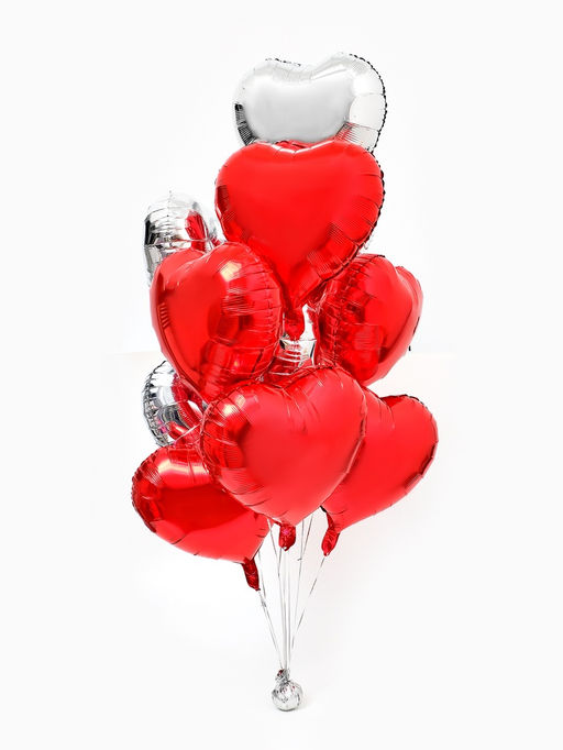 Воздушный шар фольгированный 18" «Сердце», набор 12 шт.