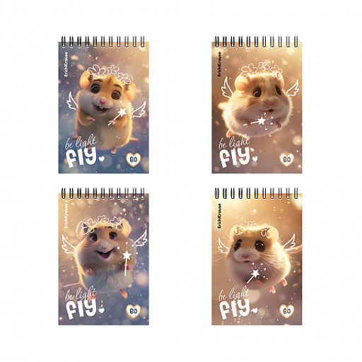 Цена за 4 шт. Блокнот на спирали ErichKrause Fluffy, А6, 60 листов, клетка_MIX-PACK фото 2