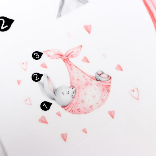 Наклейка пластик интерьерная цветная "Зайка спит в пеленке" 35х60 см