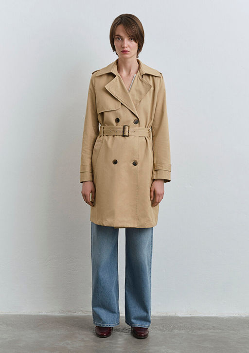 Kahverengi Trenckot - Mavi фото 3