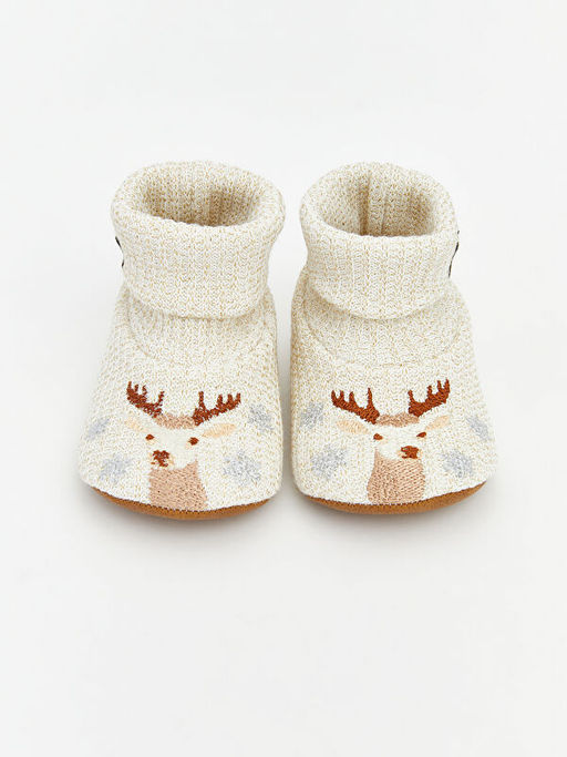 Geyik Nak??l? K?z Bebek ?orapl? Ev Ayakkab?s?