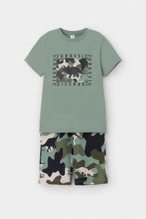 К 1528/эвкалипт,камуфляж с динозаврами пижама для мал