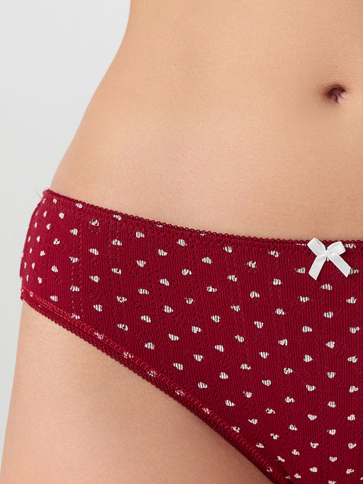 Цена за 2 штуки! Трусы слипы женские красные с принтом в сердечко - Mark formelle фото 5