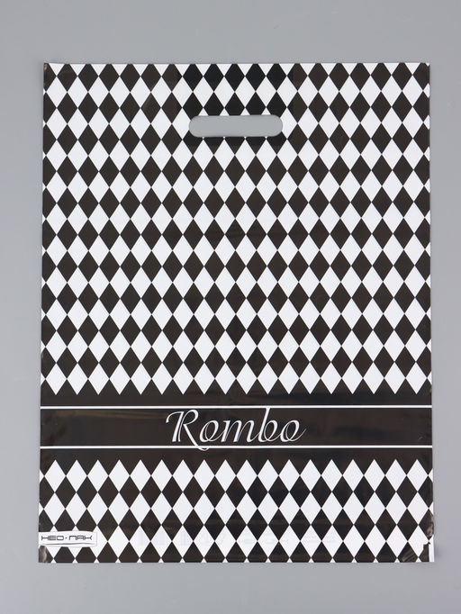 Цена за 25 шт. Пакет "Ромб, полиэтиленовый с вырубной ручкой 38х47 см, 60 мкм