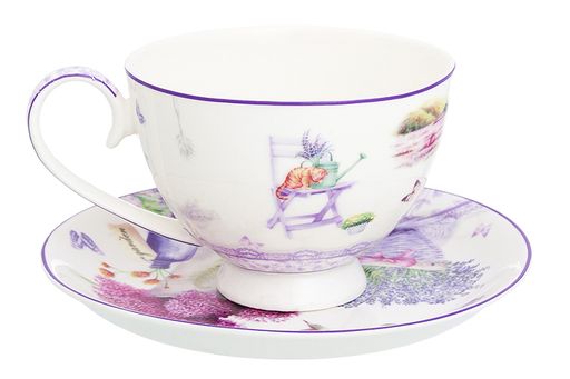 Чайная пара Elan Gallery Лаванда на ножке 300 мл New Bone China  фото 4