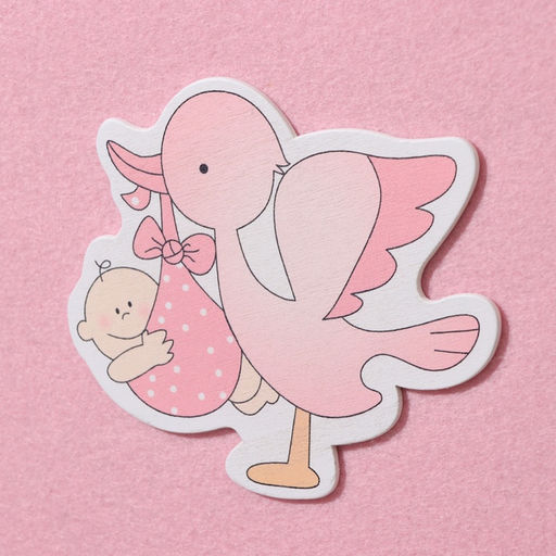 Украшение на гендер пати «Подвеска Аист с девочкой», 27×27×46 см, розовое