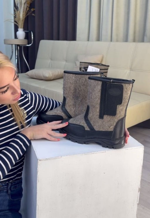 ВИДЕООБЗОР Сапоги мужские войлочные Мансур, на липучках, литая подошва - Мирунт фото 7