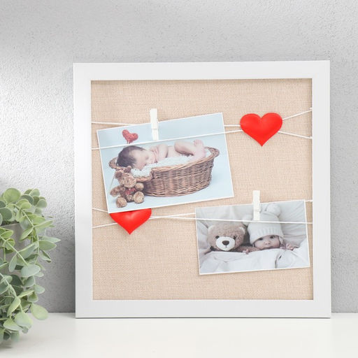 Фоторамка - коллаж на 2 фото Любовное послание, с прищепками, белый, 30?30 см