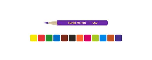 ВКФ Super Набор цветных карандашей, короткие Жирафик SCP-1012 заточенный 16 х 12 цв - Vista-artista фото 3