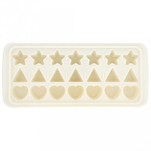 Форма для льда пластмассовая (мармелада) "Фигуры - 21 штука" 25х11см h3,2см, цвета в ассортименте: розовый, голубой, серый, в п/эт пакете (Китай)