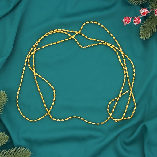 Цена за 4 шт. Бусы на ёлку Овалы грани, 2 м, d=3 мм, золотистый