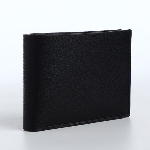 Портмоне мужское, без застёжки, отдел для карт, монет, чёрное