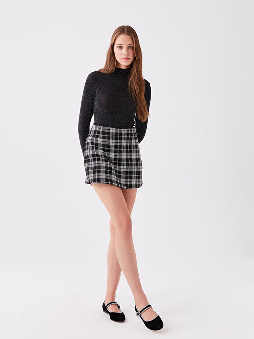 Beli Fermuarl? Ekose Kad?n T?vit ?ort Etek