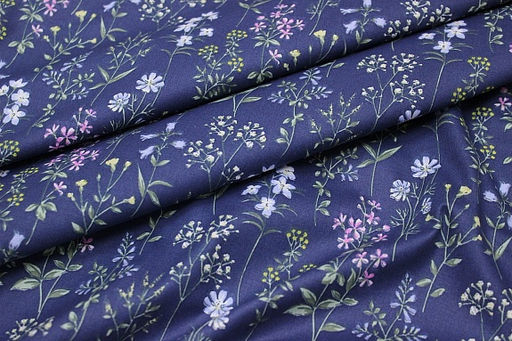 Сатин Ароматный лужок цв.джинсово-фиолетовый, ш.1.6м, хлопок-100%, 110гр/м.кв - Купава фото 4