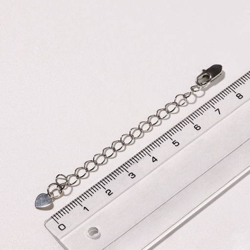 Замок карабин «Сердечко», 3 шт. с удлинителем 5.8 см 1.1×0.4 см, цвет серебро