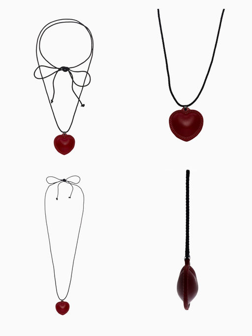 Чокер/кулон на шнурке Сердечко кожа, трансформер, цвет бордовый, 150 см