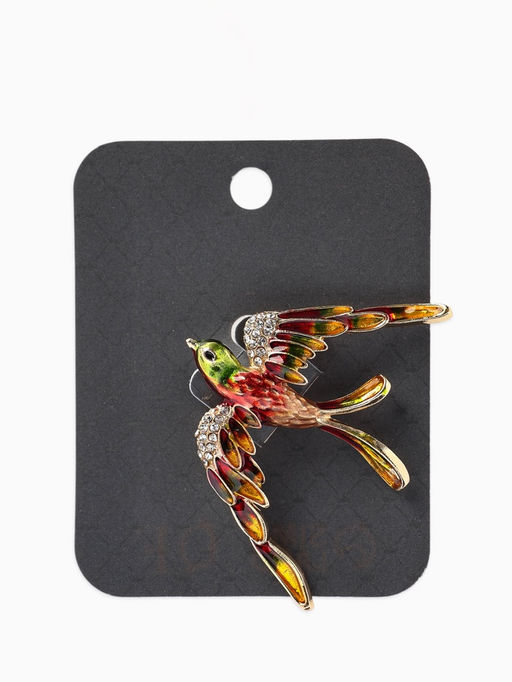 Брошь «Птица» ласточка,  цветная в золоте