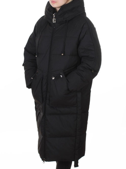 6615 BLACK Пальто зимнее женское (200 гр. холлофайбер)
