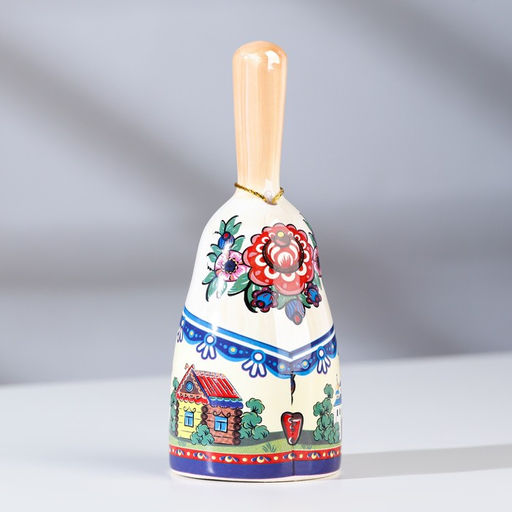 Цена за 2 шт. Колокольчик с ручкой Матрешка средняя, керамика, микс - Simaland фото 3