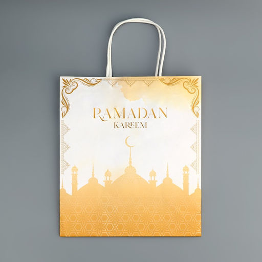 Цена за 2 шт. Пакет подарочный крафтовый «Рамадан», Ramadan kareem, 22×25×12 см