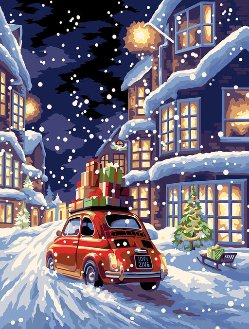 ФРЕЯ PNB/PMC-263 Набор для раскрашивания по номерам ( цветной холст ) 40 х 30 см Праздничная улочка