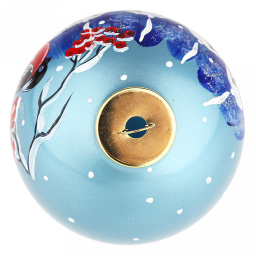 Елочная игрушка шар стеклянная д9,5см, голубой металлик, ручная художественная роспись, подарочная упаковка (Россия) - Домашняя мода фото 7