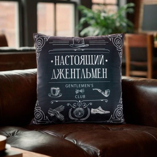 Подушка декоративная Этель Настоящий джентельмен 40х40 см, велюр, 100% п/э  фото 5