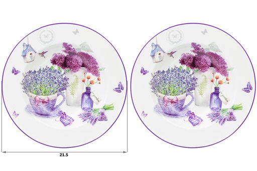 Набор тарелок 2 пр. 300 мл 21,5*21,5*3 см Лаванда глубокие NEW BONE CHINA - Elan gallery фото 2