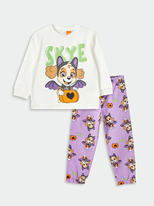 Bisiklet Yaka Uzun Kollu Paw Patrol Bask?l? K?z Bebek Sweatshirt ve E?ofman Alt 2li Tak?m