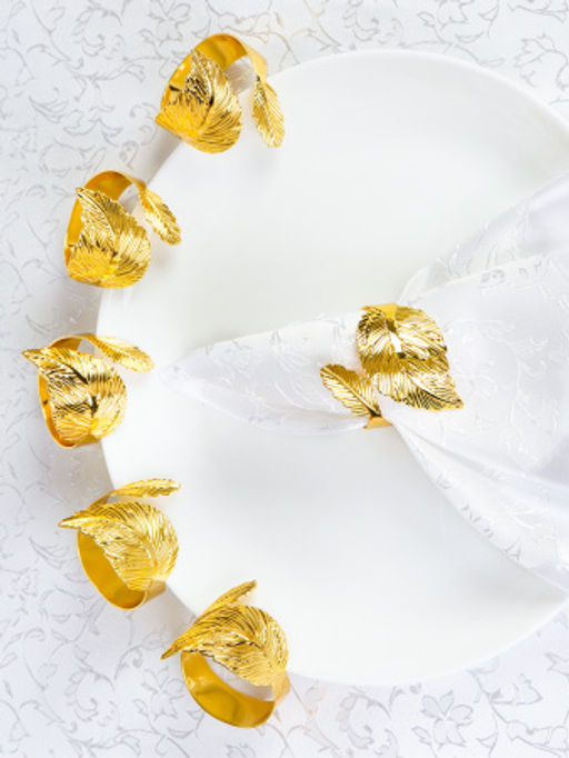 Кольца для салфеток 6 штук Лавр Золото / JG12 /уп 50/ - Галеонтрейд фото 2