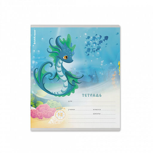 Цена за 10 шт. Тетрадь школьная ученическая ErichKrause Дракончики, 12 листов, клетка, выборочный УФ-лак с глиттером (в плёнке по 10 шт.)_MIX-PACK  фото 4