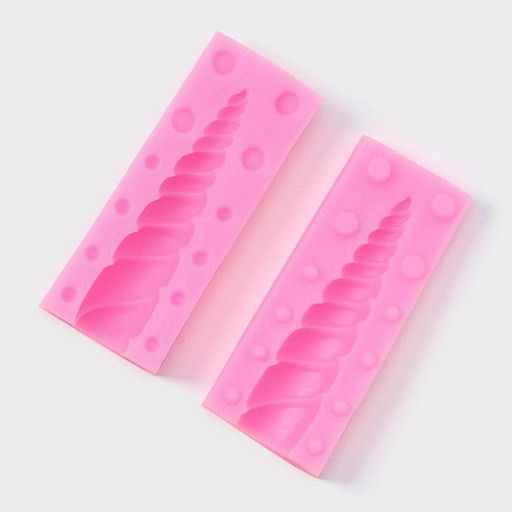 Цена за 2 шт. Молд для заливки Рог единорога, силикон, 10?8 см, розовый - Simaland фото 3