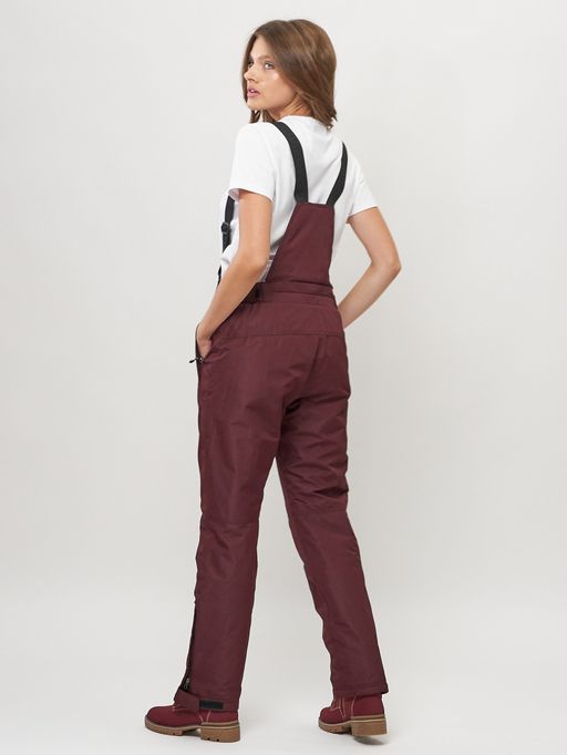 Полукомбинезон брюки горнолыжные женские big size бордового цвета 66413Bo - Colannia фото 3