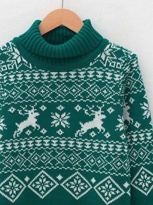 Bal?k?? Yaka Y?lba?? Temal? Uzun Kollu Erkek ?ocuk Triko Kazak - Waikiki фото 3