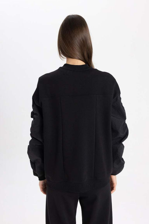 Кардиган-бомбер оверсайз с воротником-стойкой - Defacto фото 10