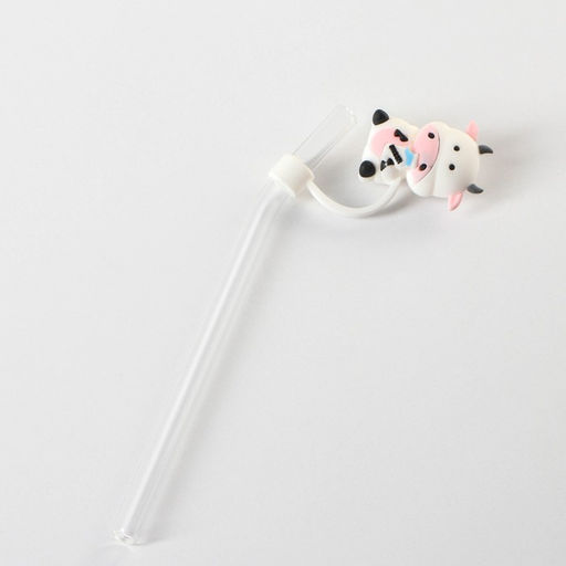 Кружка керамическая с крышкой и трубочкой Milk, 350 мл, цвет белый и чёрный