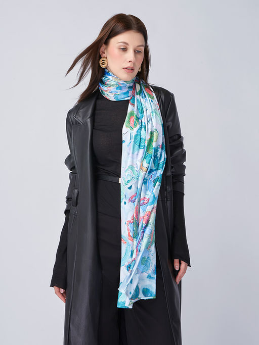 Большой, мягкий, тонкий и очень нежный двусторонний палантин с рисунком - Tantino фото 10