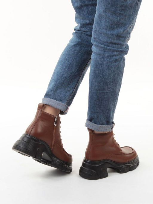 01-H23B-32MB BROWN Ботинки демисезонные женские (натуральная кожа, байка)